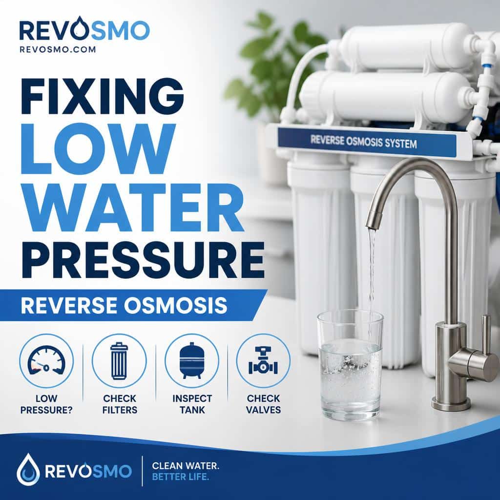 Fix Low Ro Water Pressure: Homeowner troubleshooting low water pressure on an under-sink reverse osmosis system
