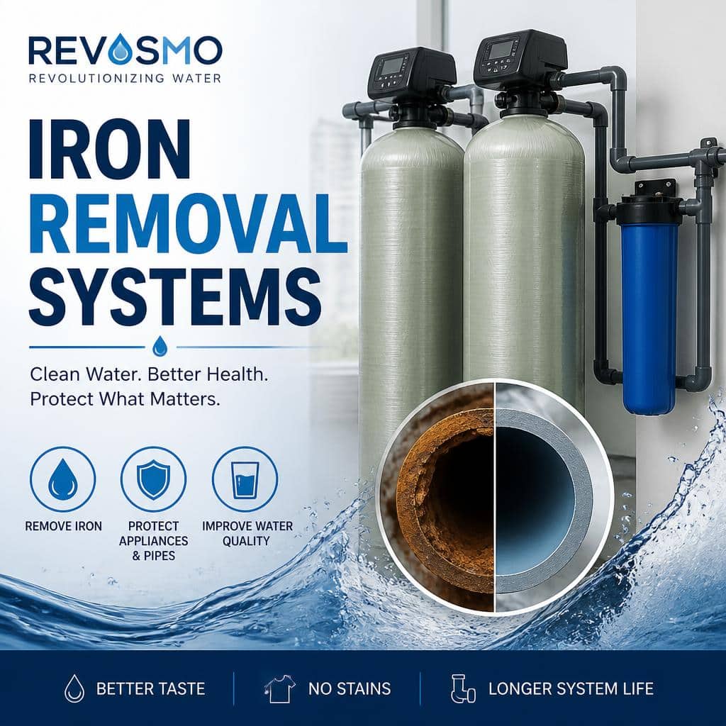 Whole-house iron removal system treating iron in well water