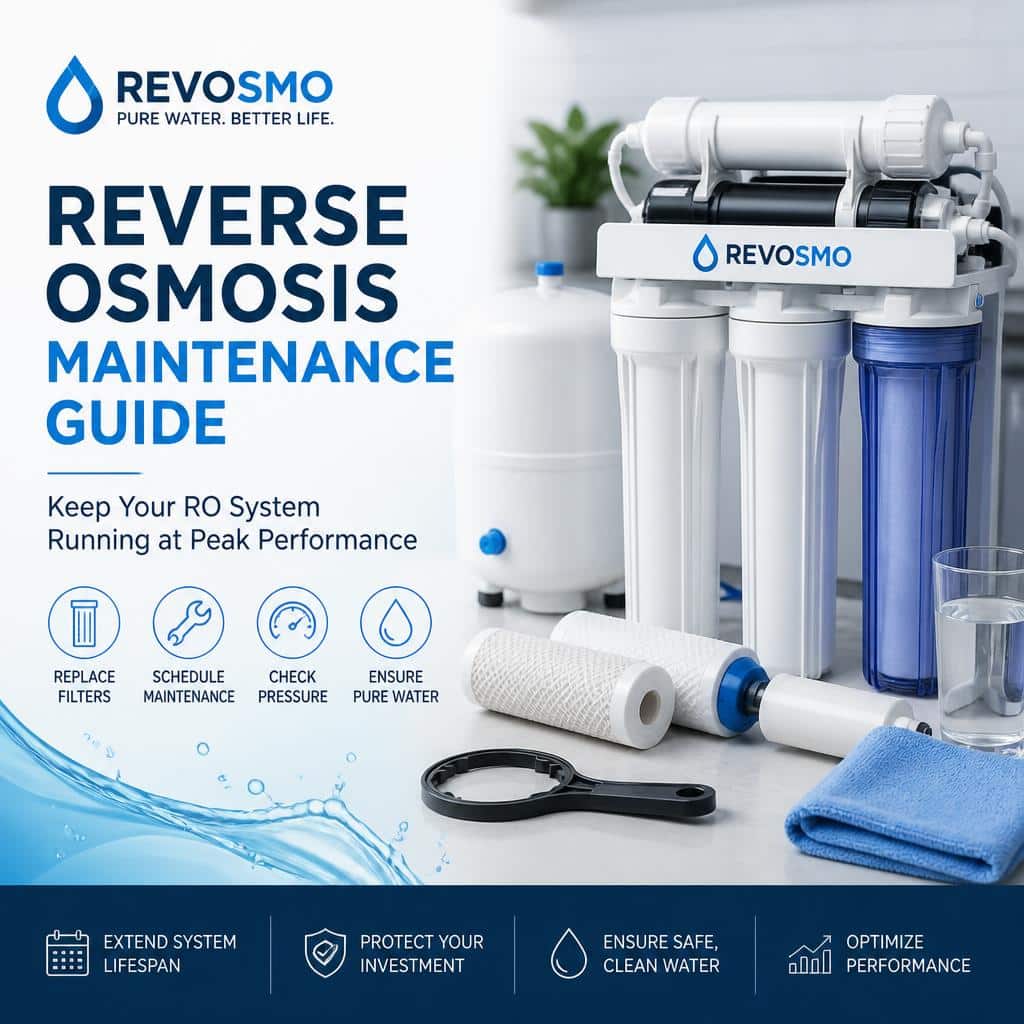 Homeowner maintaining an under-sink reverse osmosis water filtration system