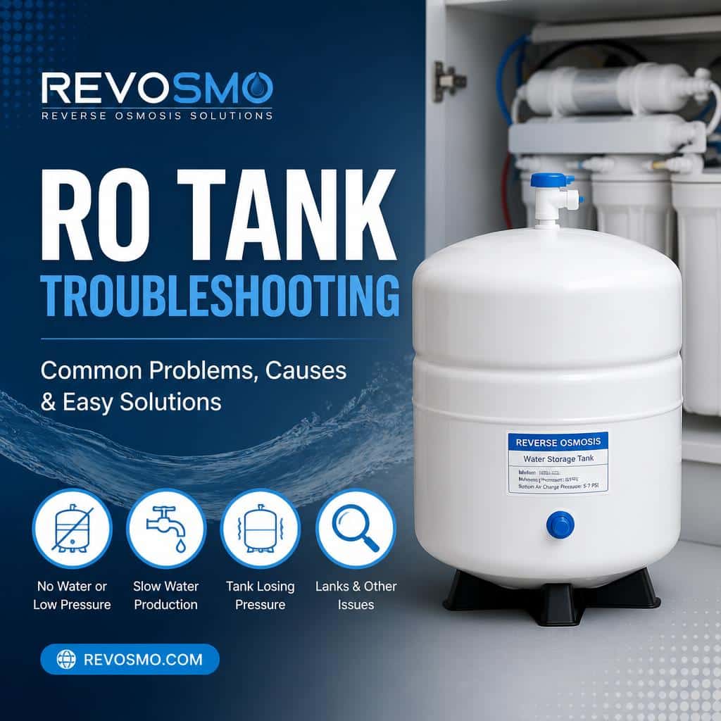 Homeowner troubleshooting a reverse osmosis storage tank under a kitchen sink
